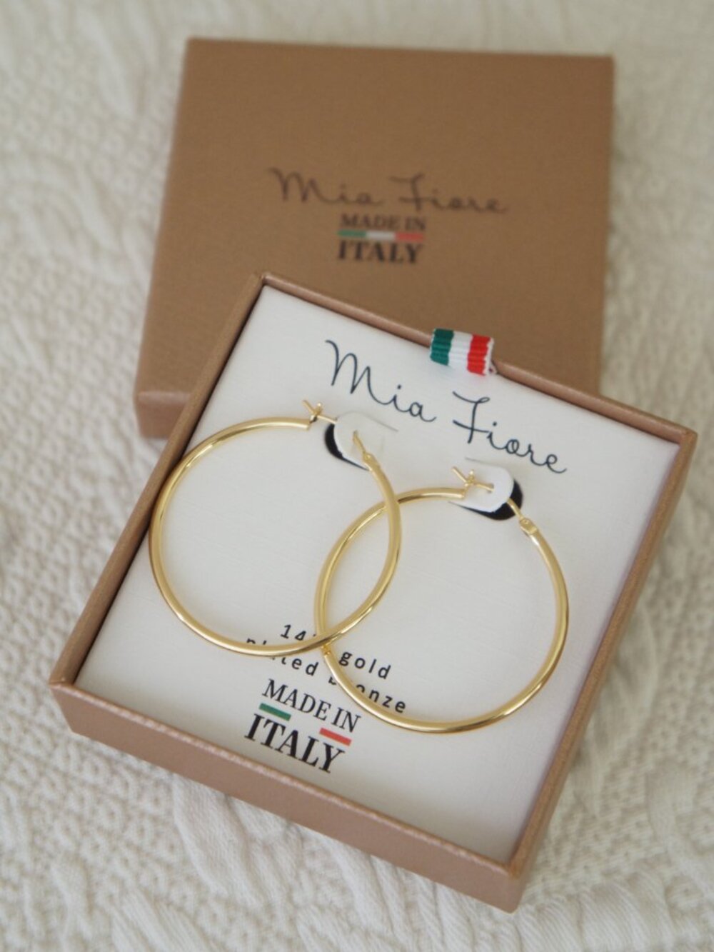 Mia Fiore 40mm Thin Gold Lightweight Italian 14kt Gold Plated Bronze Hoops